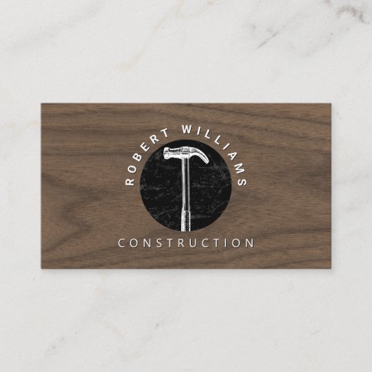 Construction Wood QR Code Business Logo Visitenkarte (Vorderseite)