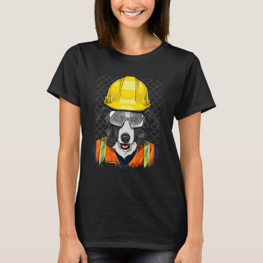 Construction Worker Border Collie Laborer Puppy Do T-Shirt (Vorderseite)