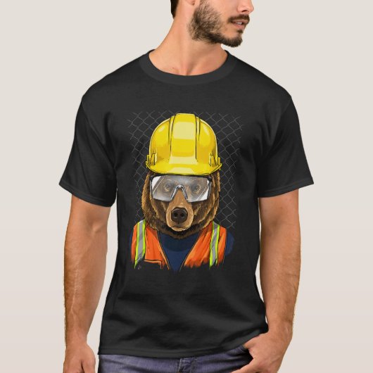Construction Worker Brown Grizzly Bear Laborer Bea T-Shirt (Vorderseite)