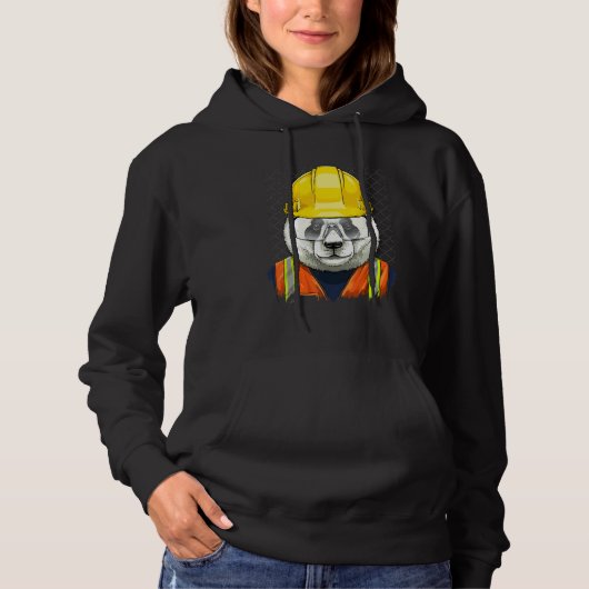 Construction Worker Giant Panda Bear Laborer Panda Hoodie (Vorderseite)
