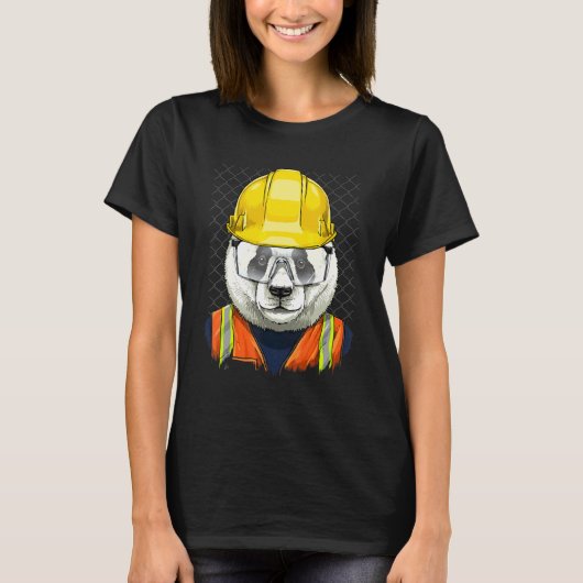 Construction Worker Giant Panda Bear Laborer Panda T-Shirt (Vorderseite)