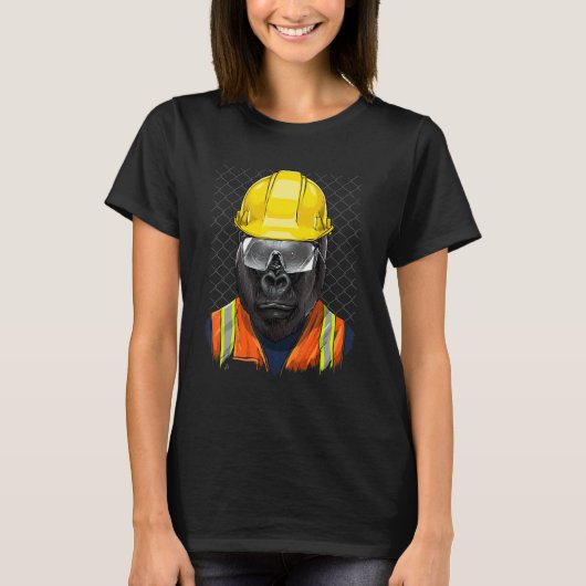 Construction Worker Gorilla Laborer Ape Animal Gor T-Shirt (Vorderseite)