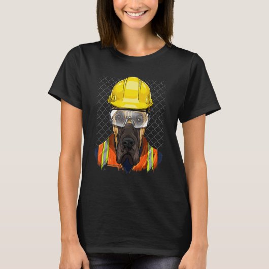 Construction Worker Great Dane Laborer Dog Great D T-Shirt (Vorderseite)