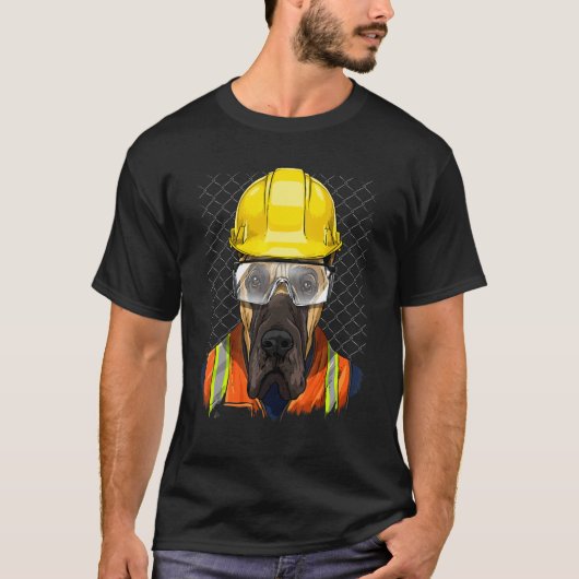 Construction Worker Great Dane Laborer Dog Great D T-Shirt (Vorderseite)