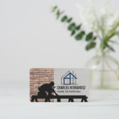 Construction Worker on Roof | General Contractor Visitenkarte (Stehend Vorderseite)