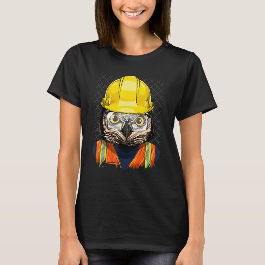 Construction Worker Owl Laborer Animal Bird Owner  T-Shirt (Vorderseite)