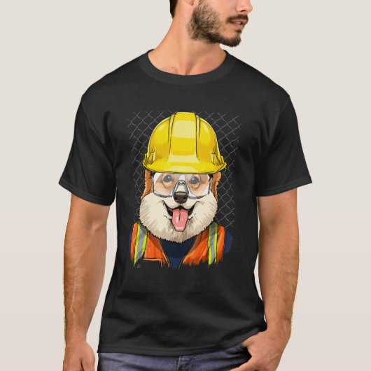 Construction Worker Pembroke Welsh Corgi Laborer D T-Shirt (Vorderseite)