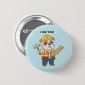 Construction worker pull dog  Kids Valentine Button (Vorne & Hinten)