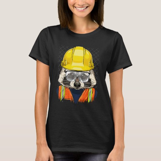 Construction Worker Raccoon Laborer Animal Raccoon T-Shirt (Vorderseite)