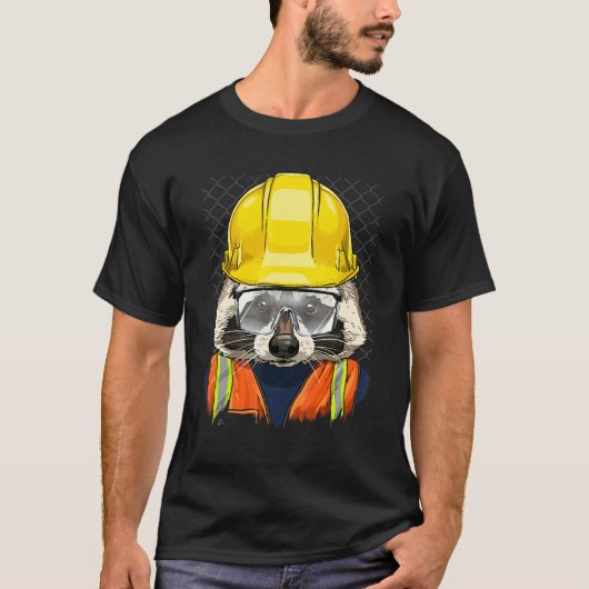 Construction Worker Raccoon Laborer Animal Raccoon T-Shirt (Vorderseite)
