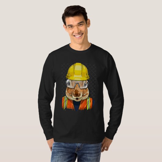 Construction Worker Squirrel Laborer Animal Squirr T-Shirt (Vorne ganz)