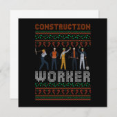 Construction Worker Ugly Christmas Sweater Gift Einladung (Vorne/Hinten)