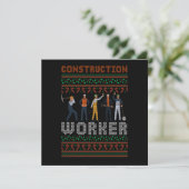 Construction Worker Ugly Christmas Sweater Gift Einladung (Stehend Vorderseite)