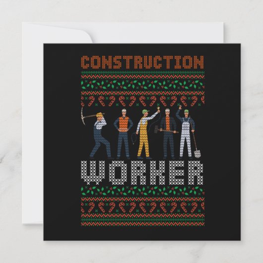 Construction Worker Ugly Christmas Sweater Gift Einladung (Vorderseite)