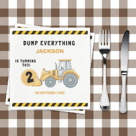 "Construction Zone Party – Dump Truck 2nd Birthday Serviette