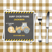 "Construction Zone Party – Dump Truck 2nd Birthday Serviette