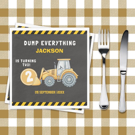 "Construction Zone Party – Dump Truck 2nd Birthday Serviette