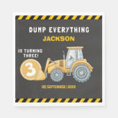 "Construction Zone Party – Dump Truck 3rd Birthday Serviette (Vorderseite)