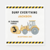 "Construction Zone Party – Dump Truck 3rd Birthday Serviette (Vorderseite)