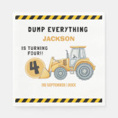 "Construction Zone Party – Dump Truck 4th Birthday Serviette (Vorderseite)