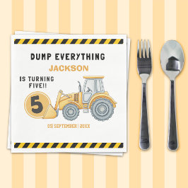 "Construction Zone Party – Dump Truck 5th Birthday Serviette