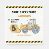 "Construction Zone Party – Dump Truck 5th Birthday Serviette (Vorderseite)