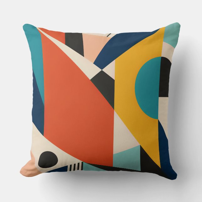Constructivist Teal Orange Geometric Abstract Kissen (Vorderseite)
