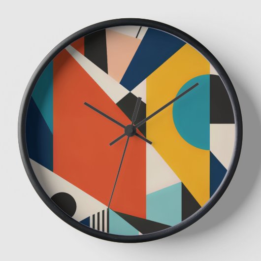 Constructivist Teal Orange Geometric Abstract Uhr (Vorderseite)