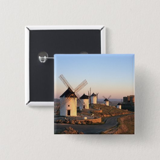 Consuegra, La Mancha, Spanien, Windmühlen Button (Vorne & Hinten)