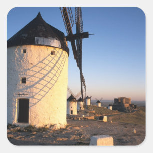 Consuegra, La Mancha, Spanien, Windmühlen Quadratischer Aufkleber