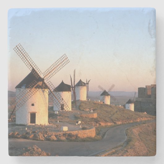 Consuegra, La Mancha, Spanien, Windmühlen Steinuntersetzer (Vorderseite)