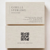 Consultant Luxury Neutral Linen QR Code Visitenkarte