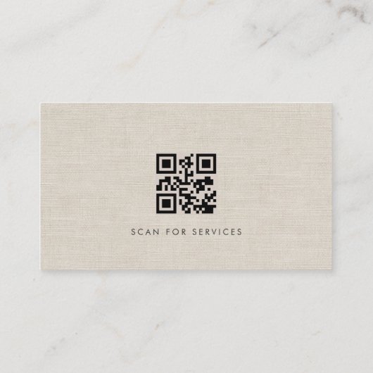 Consultant Luxury Neutral Linen QR Code Visitenkarte (Rückseite)