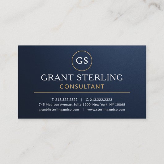 Consultant Navy Blue Gold Luxury Metallic Visitenkarte (Vorderseite)