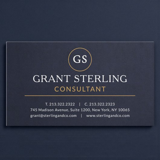 Consultant Navy Blue Gold Luxury Slate Stone Visitenkarte
