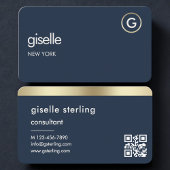 Consultant Navy Blue Gold QR Code Visitenkarte