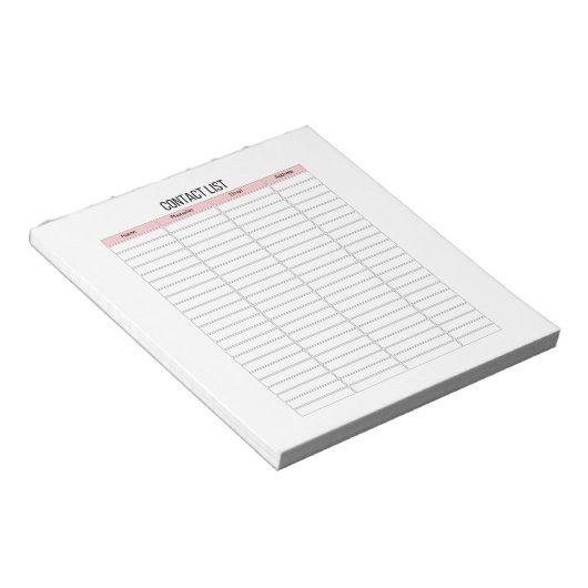 Contact List Planer Notepad Notizblock (angewinkelt)