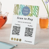 Contactless Scan to Pay, Gold Green Glitter Stripe Sockelschild (In Situ)