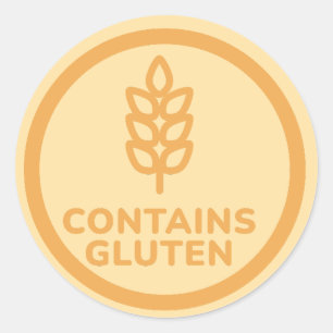 Contain Gluten Allergie Warning Celiac Runder Aufkleber
