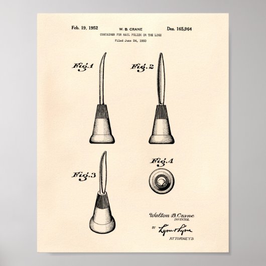 Container für Nail 1952 Patent Art Old Peper Poster (Vorne)