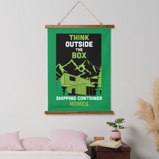 Container-Zuhause Wandteppich Mit Holzrahmen (Schlafzimmer)