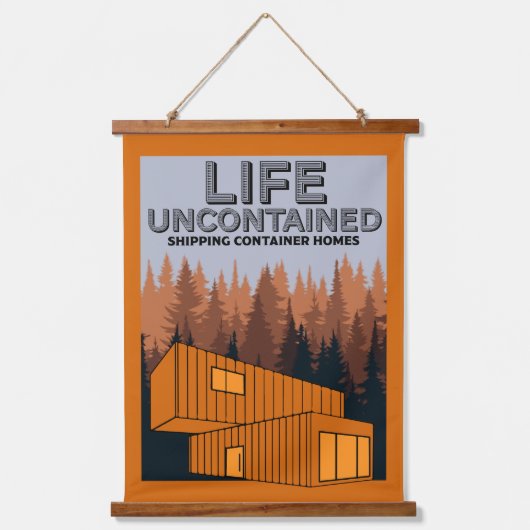Container-Zuhause Wandteppich Mit Holzrahmen (Vorderseite)