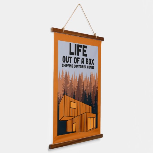 Container-Zuhause Wandteppich Mit Holzrahmen (Gewinkelt)