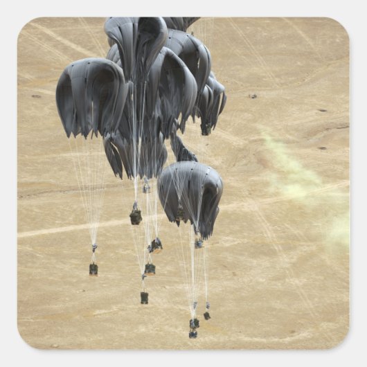 Container-Zustellsystem bündelt Fallschirm Quadratischer Aufkleber (Vorderseite)