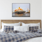 Containerfrachtschiff auf dem Savannah River Leinwanddruck (Insitu (Schlafzimmer))