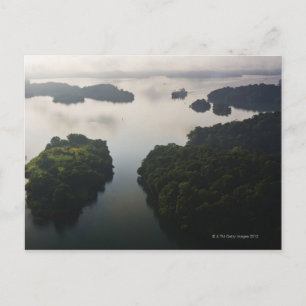 Containerschiff auf dem Panamakanal Lago Gatun, Postkarte