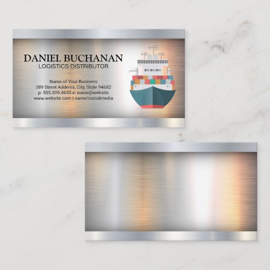 Containerschiff | Metallindustrie Visitenkarte (Vorne/Hinten)