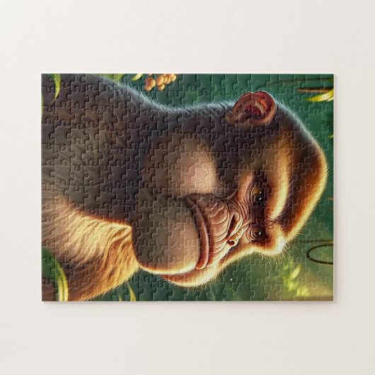Contemplative Jungle Ape - Grumpy Cheeks Monkey Po Puzzle (Horizontal)