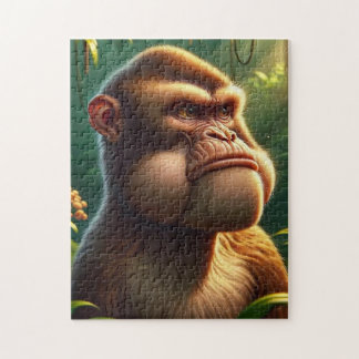 Contemplative Jungle Ape - Grumpy Cheeks Monkey Po Puzzle