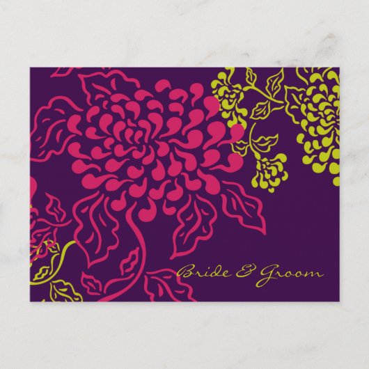 Contempo Floral (Lila Chartreuse) Save the Date Ankündigungspostkarte (Vorderseite)